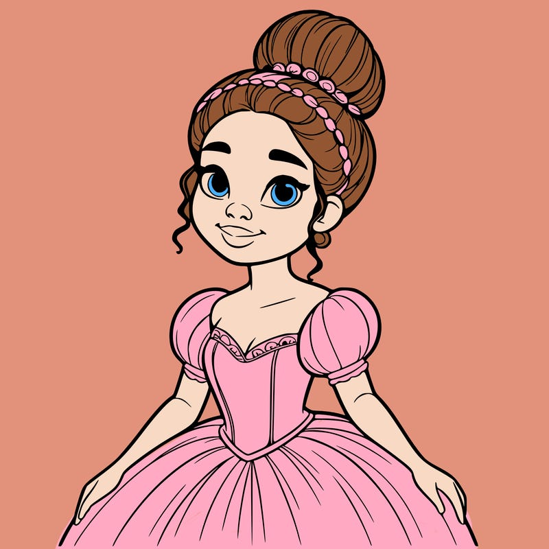 a single african american woman with a bun and a realistic fairy tale dress