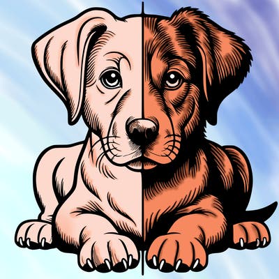 realistic dog split picture