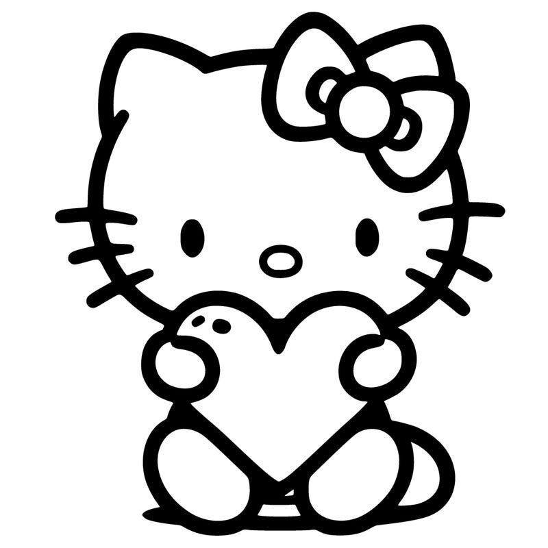 hello kitty with a big heart in her hands