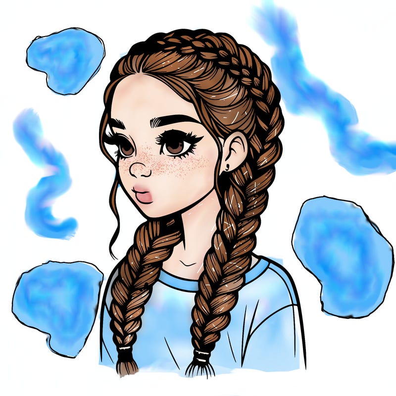 realistic girl with braids