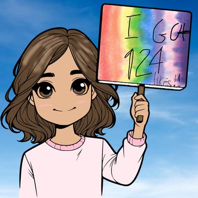 realistic girl holding up a sign