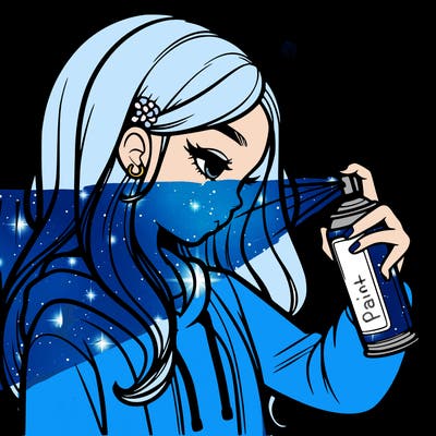 a realistic girl spray painting