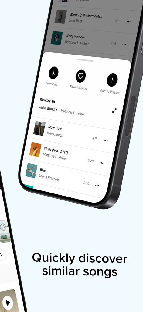 Audiio Pro - Audiio Pro mobile app interface showing the Similar Song Finder feature for quick music discovery