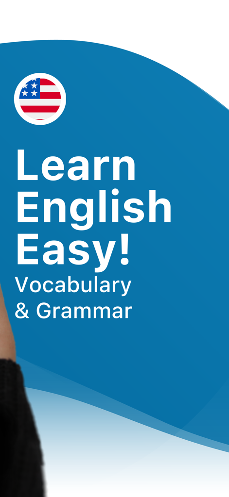 米国の国旗アイコンが付いたLearn English Easy Vocabulary and Grammarのタイトル画面