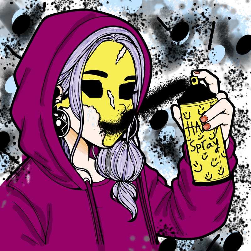 a realistic girl, spray painting