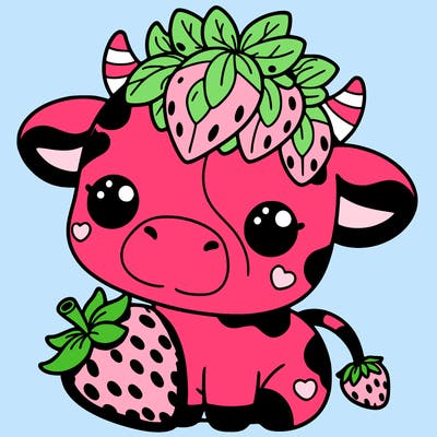 cute strawberry cow