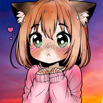 shy anime catgirl