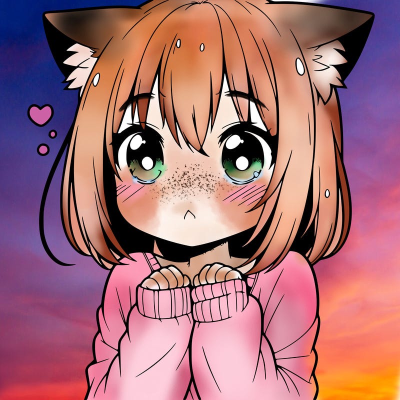 shy anime catgirl