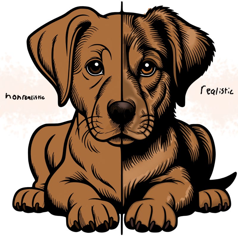 realistic dog split picture