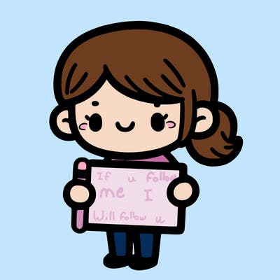 girl holding a sign.