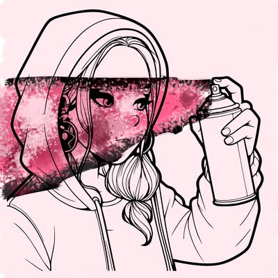 a realistic girl, spray painting