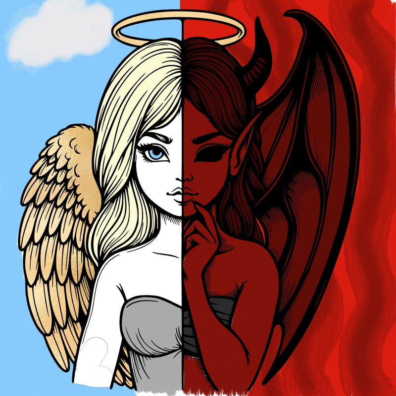 realistic angel half demon