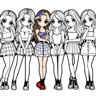 a group of girls realistic