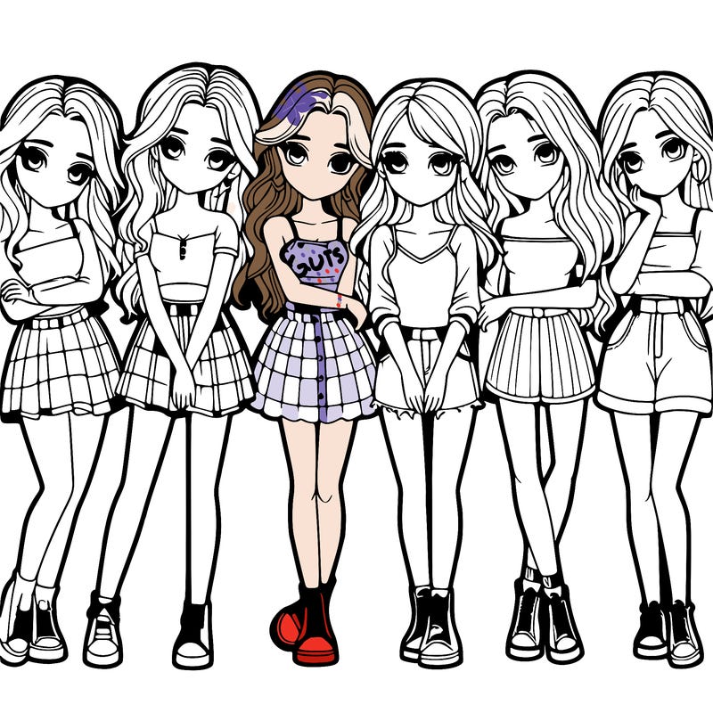 a group of girls realistic