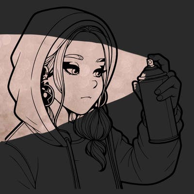 a realistic girl, spray painting