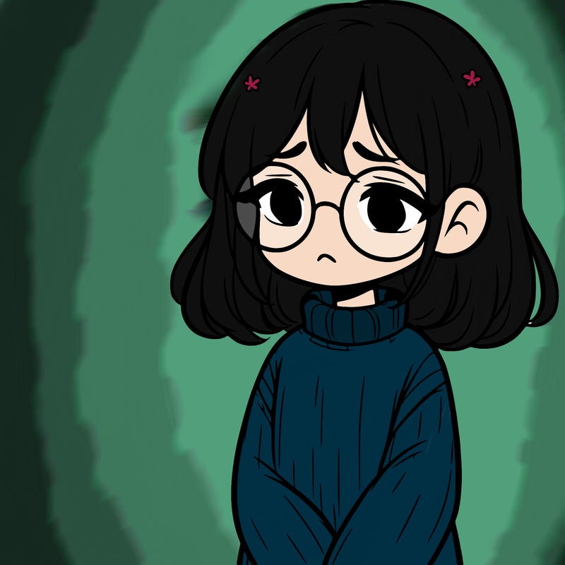 sad girl with glasses in a sweater