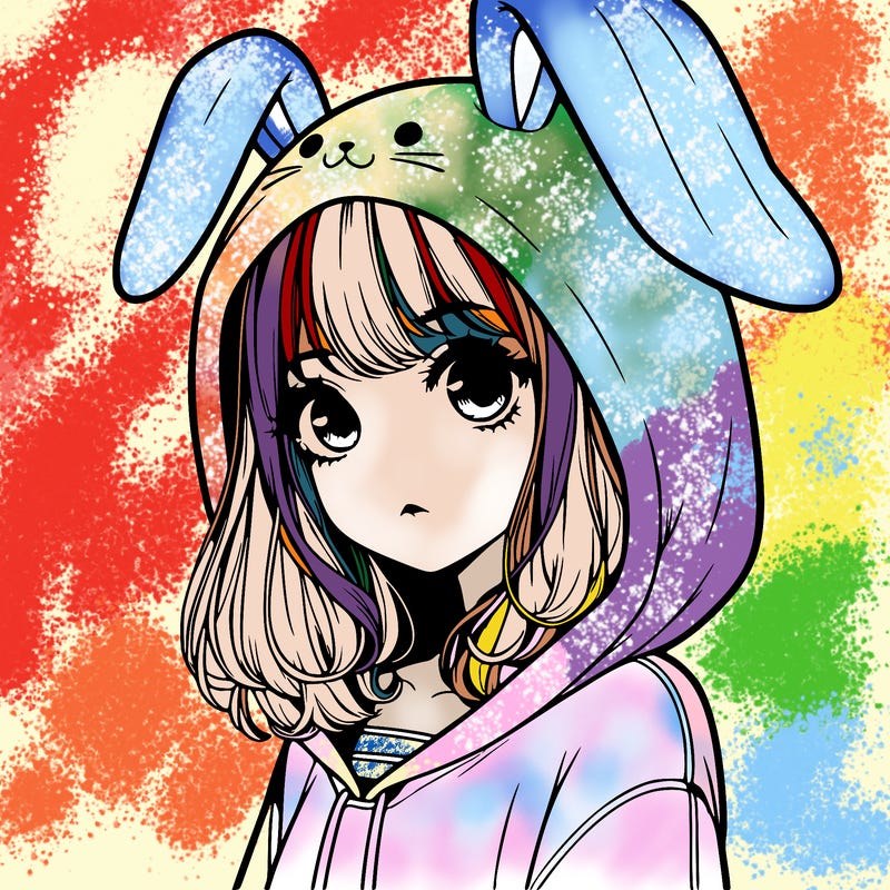 realistic girl wearing a bunny hoodie