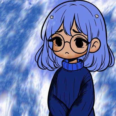 sad girl with glasses in a sweater
