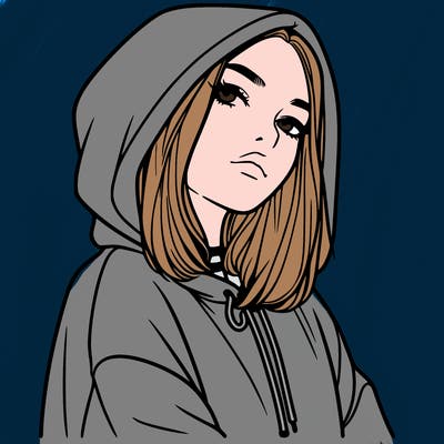 a realistic girl in a hoodie