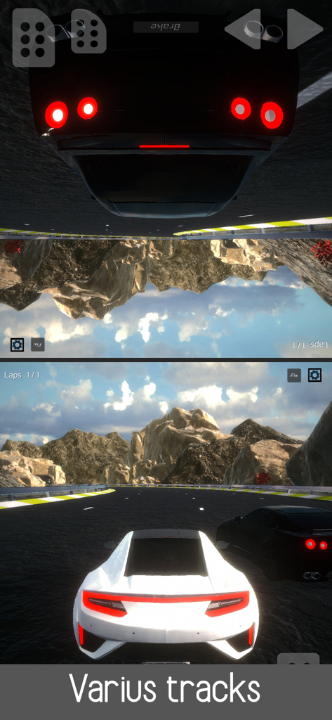 2 Player Racing 3D - Split screen gameplay of 2 Player Racing 3D showing two cars on a mountain track