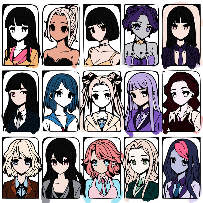 girls that look diffrent anime