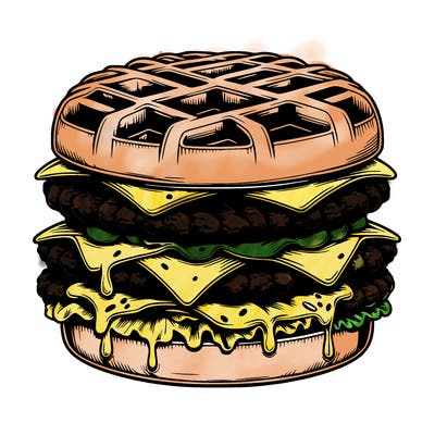 realistic waffle burger