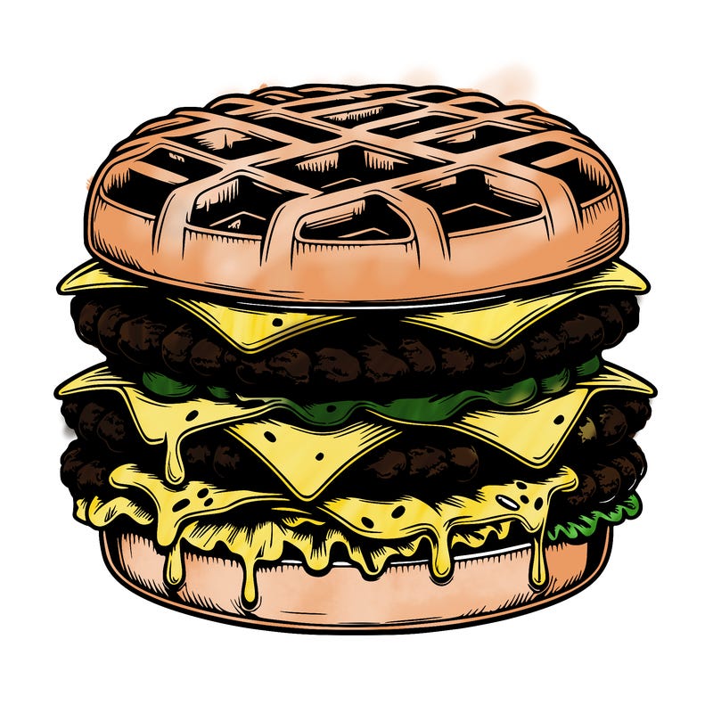 realistic waffle burger
