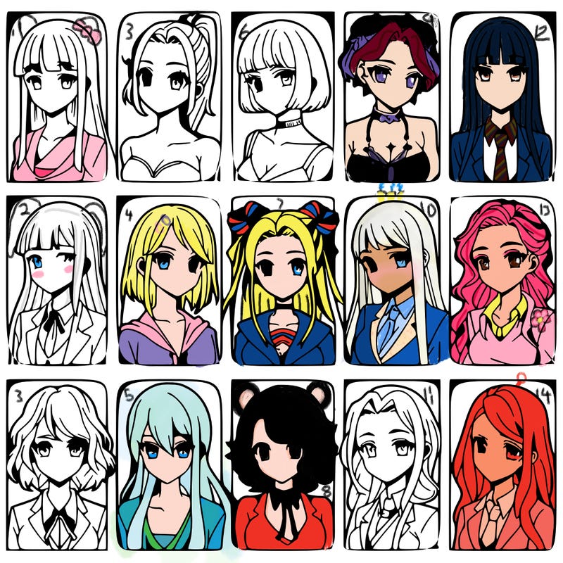 girls that look diffrent anime