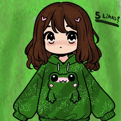 girl wearing frogging sweatshirt