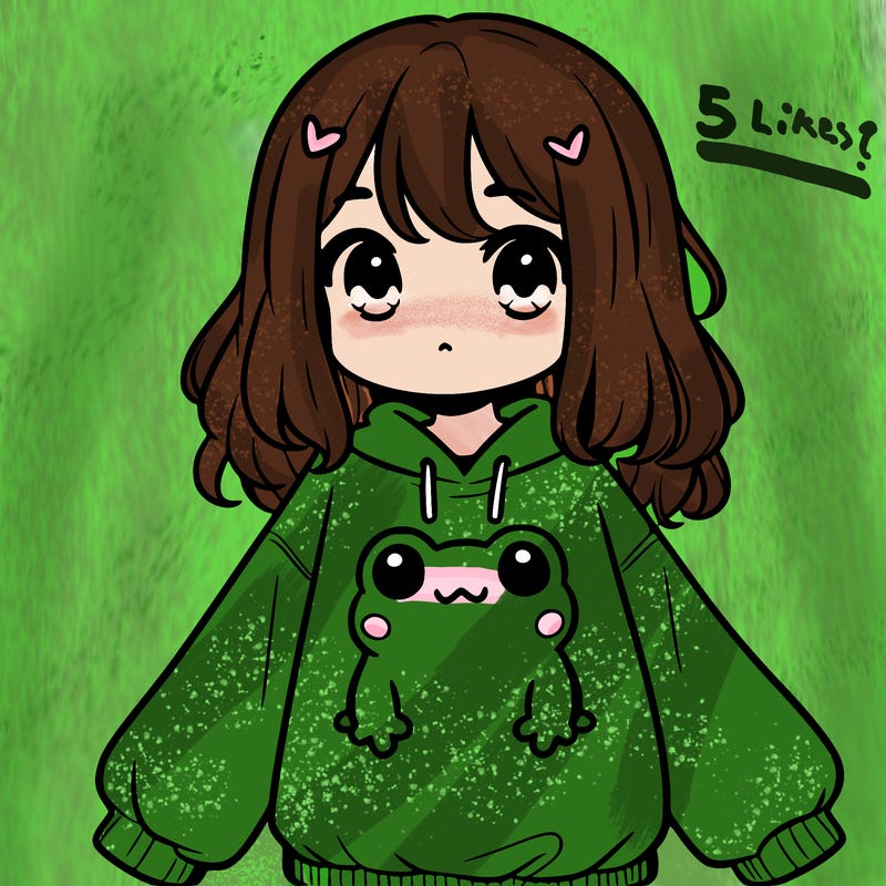 girl wearing frogging sweatshirt