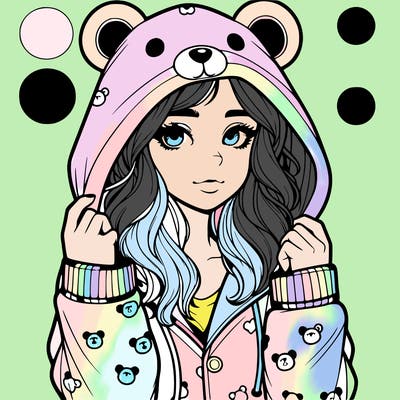 realistic girl in a animal pjs hoodie