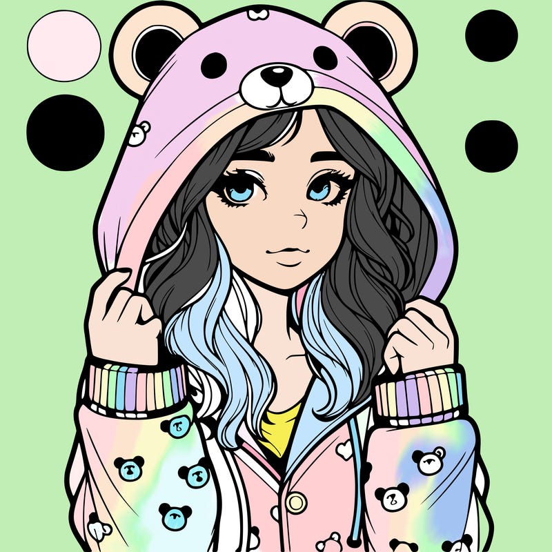 realistic girl in a animal pjs hoodie