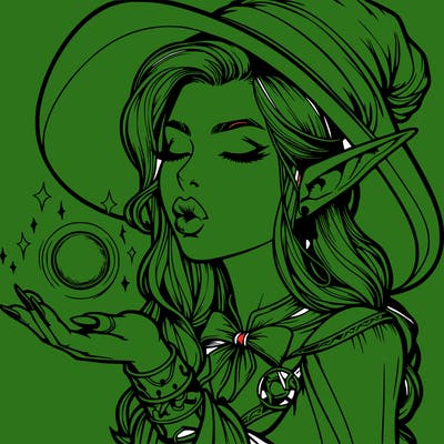 realistic elf casting a spell with lips