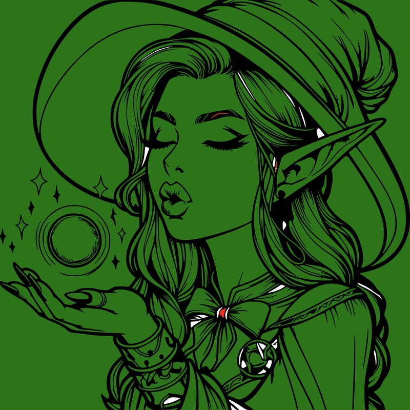 realistic elf casting a spell with lips