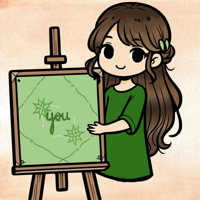 girl holding empty canvas