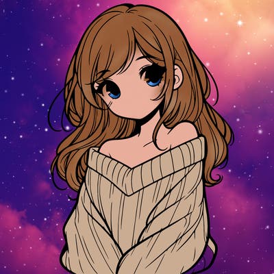 shy pretty girl wearing a sweater that is falling off one shoulder portrait