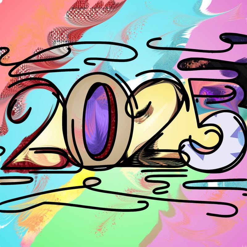 one line scrawled numbers sketch design “2025”