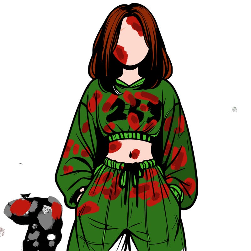 realistic girl faceless with baggy pants and a crop top