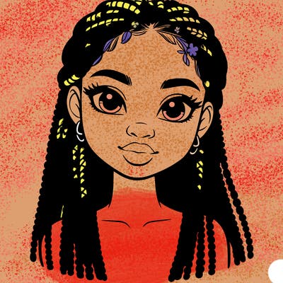 a realistic black girl with braids