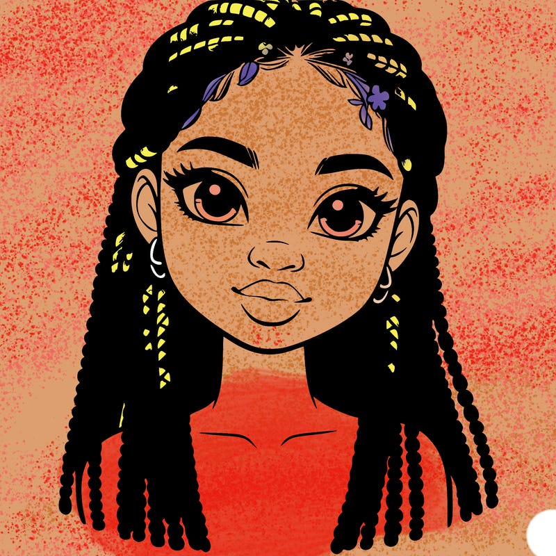 a realistic black girl with braids