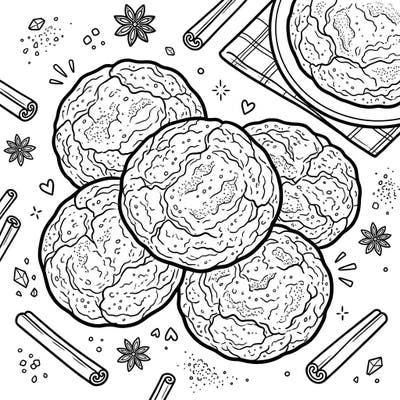 Explore the delicious world of snickerdoodle cookies with this engaging coloring page, perfectly crafted for young artists. It’s a wonderful way for kids to express their creativity while imagining their favorite sweet treats.