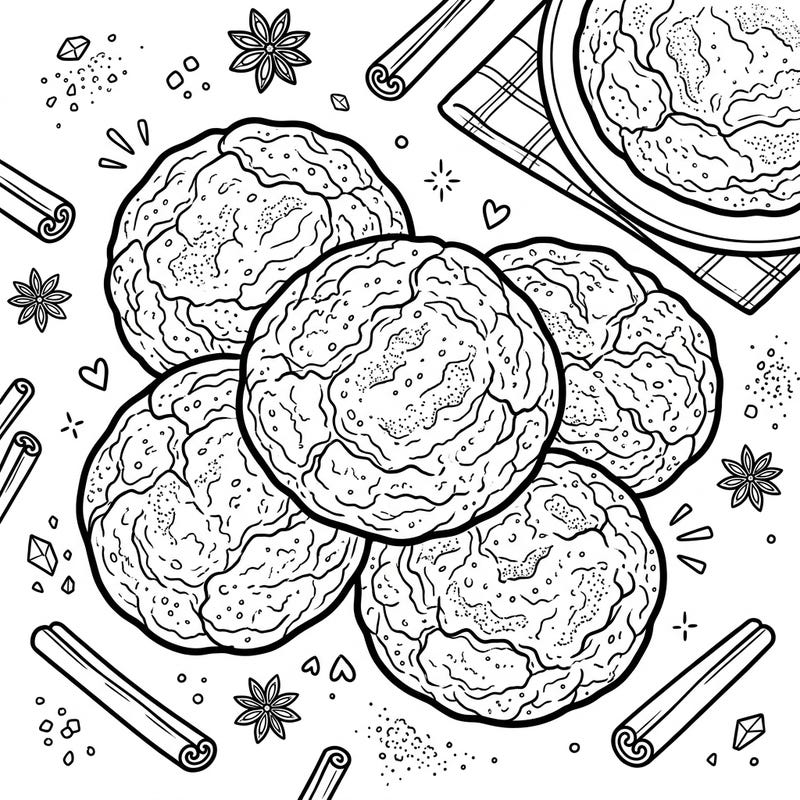 Explore the delicious world of snickerdoodle cookies with this engaging coloring page, perfectly crafted for young artists. It’s a wonderful way for kids to express their creativity while imagining their favorite sweet treats.