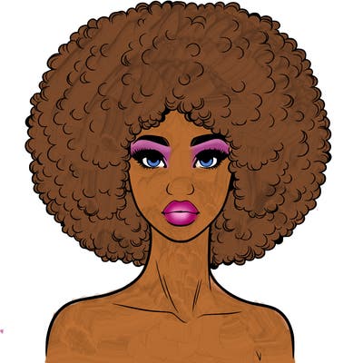 realistic lady with afro