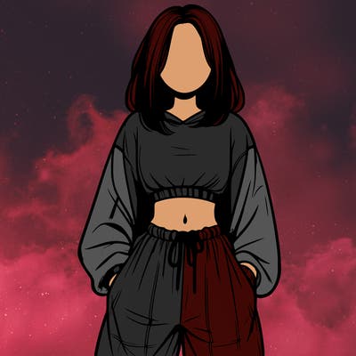 realistic girl faceless with baggy pants and a crop top