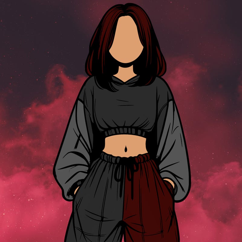 realistic girl faceless with baggy pants and a crop top