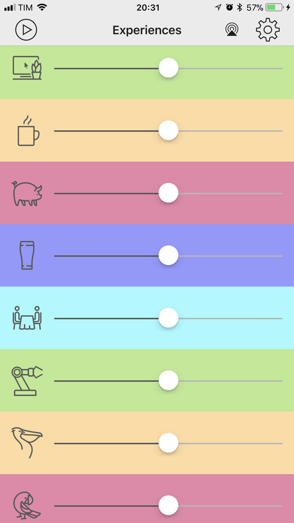Noisly app interface with volume sliders for different ambient sounds like office and nature