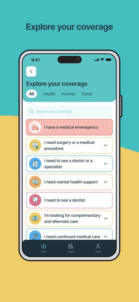 SafetyWing - SafetyWing app interface displaying various medical and health coverage options for digital nomads