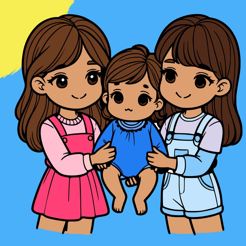 3 sisters holding there little baby sister