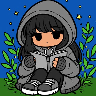girl in oversized hoodie reading a book