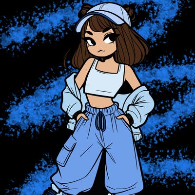 girl in crop top and baggy pants